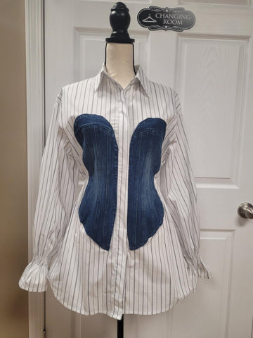 Stripe Denim Patch Shirt