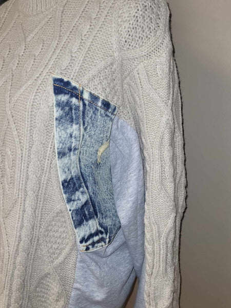 Denim Detail Sweater