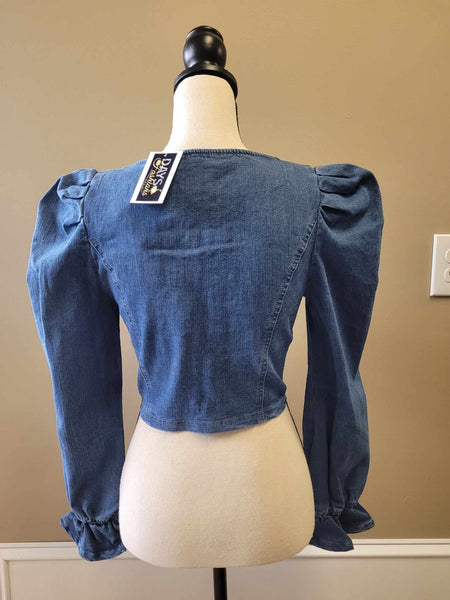 Puff Shoulder Denim Top