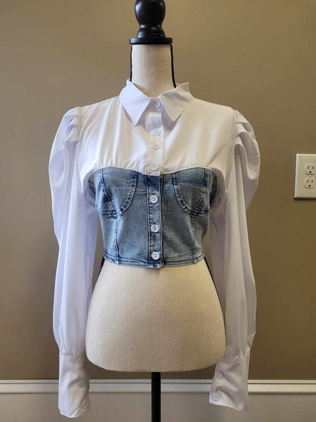 Denim Half Blouse