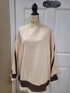 Faux Leather Trim Sweater