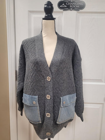 Denim Pockets Cardigan